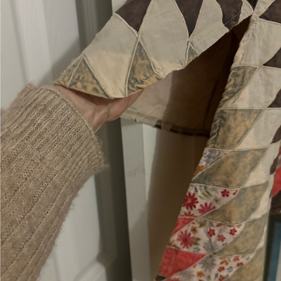 Blue Velvet Tunic with patchwork Geometric Design high low - Picture 8 of 11